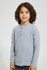 Redtag-Grey-Marl-Long-Sleeve-Jacquard-Henley-T-Shirt-Long-Sleeves-Boys-2 to 8 Years