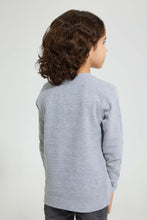 Load image into Gallery viewer, Redtag-Grey-Marl-Long-Sleeve-Jacquard-Henley-T-Shirt-Long-Sleeves-Boys-2 to 8 Years
