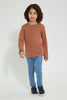 Redtag-Brown-Long-Sleeve-Jacquard-Henley-T-Shirt-Long-Sleeves-Boys-2 to 8 Years