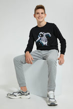 تنزيل الصورة على معرض الصور، Redtag-Black-Astronaut-Drums-Sweat-T-Shirt-Long-Sleeves-Senior-Boys-9 to 14 Years
