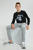 Redtag-Black-Astronaut-Drums-Sweat-T-Shirt-Long-Sleeves-Senior-Boys-9 to 14 Years