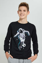 تنزيل الصورة على معرض الصور، Redtag-Black-Astronaut-Drums-Sweat-T-Shirt-Long-Sleeves-Senior-Boys-9 to 14 Years
