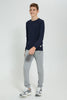 Redtag-Navy-Plain-Sweat-T-Shirt-Long-Sleeves-Senior-Boys-9 to 14 Years