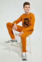 Load image into Gallery viewer, Redtag-Mustard-Lion-Face-Sweat-T-Shirt-Long-Sleeves-Senior-Boys-9 to 14 Years
