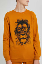 Load image into Gallery viewer, Redtag-Mustard-Lion-Face-Sweat-T-Shirt-Long-Sleeves-Senior-Boys-9 to 14 Years
