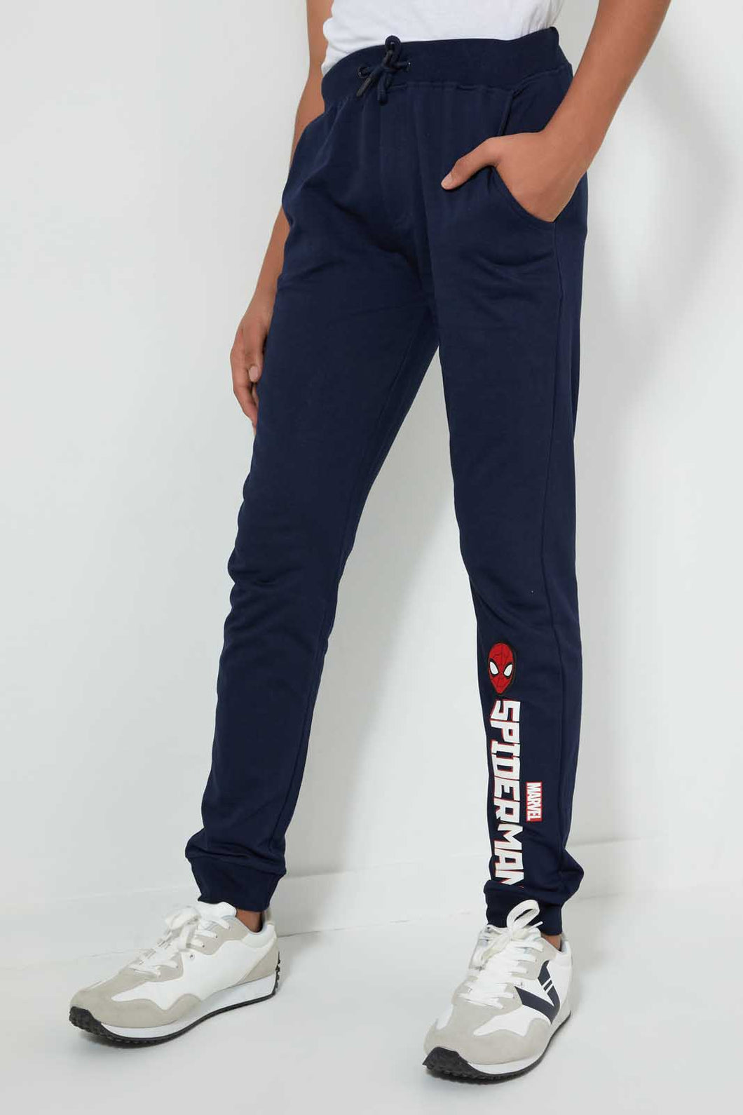 Redtag-Navy-Spiderman-Active-Pant-Joggers-Senior-Boys-9 to 14 Years