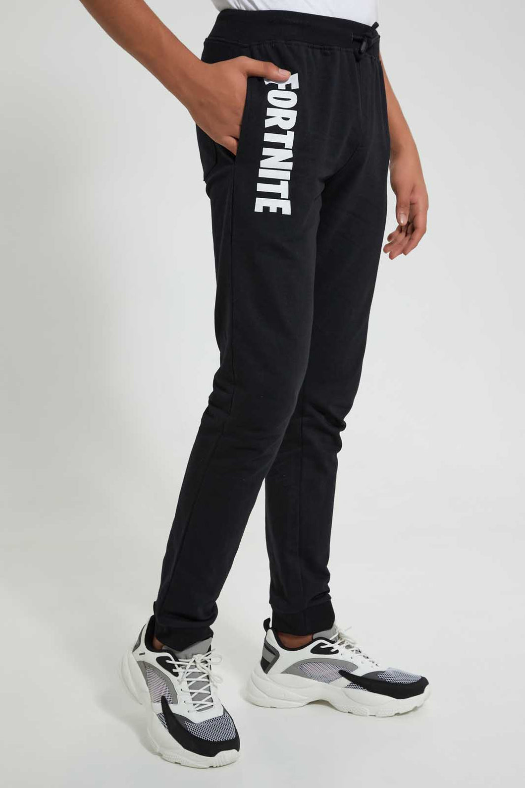 Redtag-Black-Fortnite-Active-Pant-Joggers-Senior-Boys-9 to 14 Years