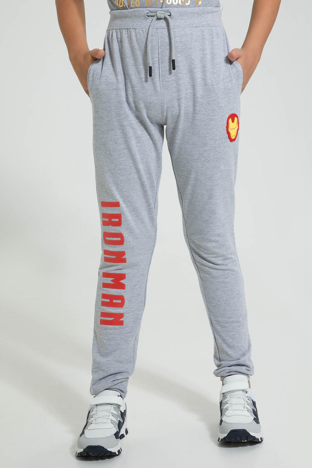 Redtag-Grey-Iron-Man-Active-Pant-Joggers-Senior-Boys-9 to 14 Years