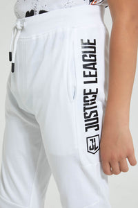 Redtag-White-Justice-League-Active-Pant-Joggers-Senior-Boys-9 to 14 Years