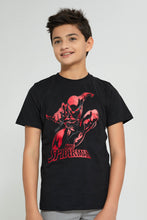 تنزيل الصورة على معرض الصور، Redtag-Black-Spiderman-T-Shirt-Graphic-Prints-Senior-Boys-9 to 14 Years
