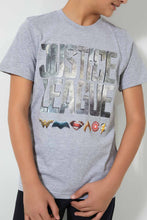 Load image into Gallery viewer, Redtag-Grey-Justice-League-T-Shirt-Graphic-Prints-Senior-Boys-9 to 14 Years
