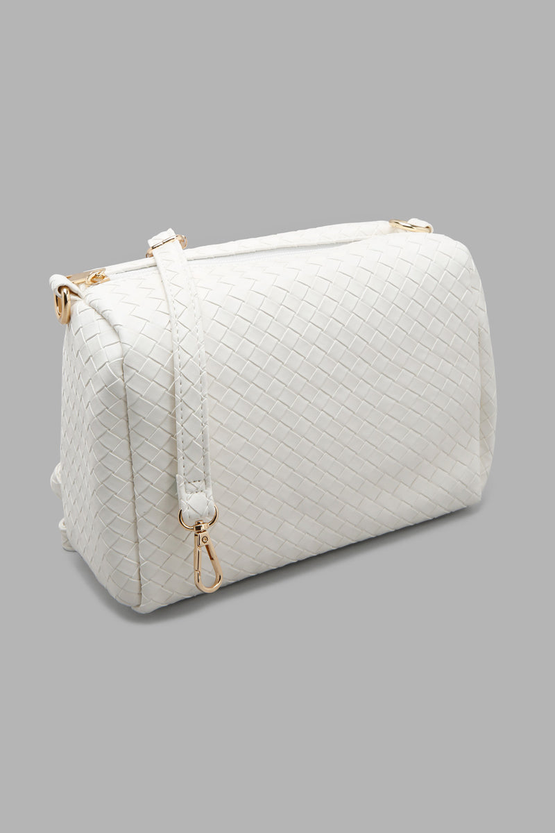 Redtag-White-Weave-Embellished-Day-Bag-Colour:White,-Filter:Women's-Accessories,-New-In,-New-In-Women-ACC,-Non-Sale,-W21B,-Women-Handbags-Women-