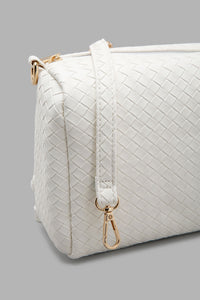 Redtag-White-Weave-Embellished-Day-Bag-Colour:White,-Filter:Women's-Accessories,-New-In,-New-In-Women-ACC,-Non-Sale,-W21B,-Women-Handbags-Women-