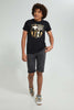 Redtag-Black-Barca-Tee-All-Over-Prints-Senior-Boys-9 to 14 Years