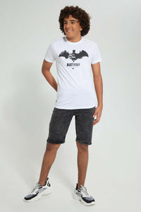 Redtag-White-Batman-Tee-All-Over-Prints-Senior-Boys-9 to 14 Years