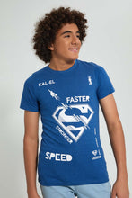 تنزيل الصورة على معرض الصور، Redtag-Blue-Superman-Tee-All-Over-Prints-Senior-Boys-9 to 14 Years
