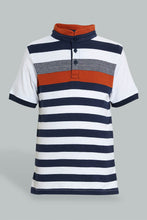 Load image into Gallery viewer, Redtag-White-Horizontal-Stripe-Stand-Collar-Polo-Shirt-Boys-T-Shirts,-Colour:White,-Filter:Boys-(2-to-8-Yrs),-New-In,-New-In-BOY,-Non-Sale,-S22A,-Section:Kidswear-Boys-2 to 8 Years
