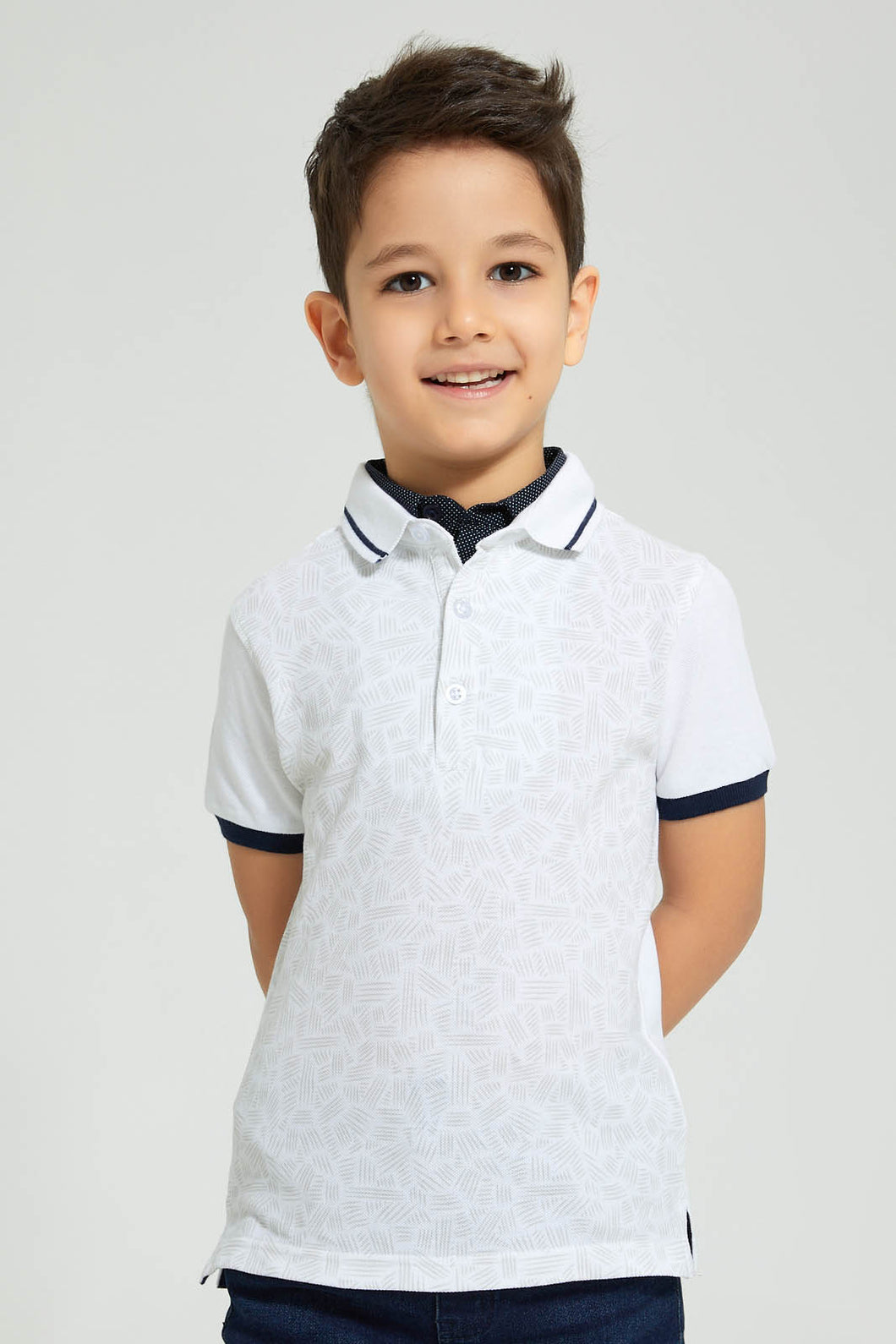 Redtag-White-Double-Collar-Polo-Shirt-Boys-T-Shirts,-Colour:White,-Filter:Boys-(2-to-8-Yrs),-New-In,-New-In-BOY,-Non-Sale,-S22B,-Section:Kidswear-Boys-2 to 8 Years