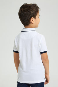 Redtag-White-Double-Collar-Polo-Shirt-Boys-T-Shirts,-Colour:White,-Filter:Boys-(2-to-8-Yrs),-New-In,-New-In-BOY,-Non-Sale,-S22B,-Section:Kidswear-Boys-2 to 8 Years