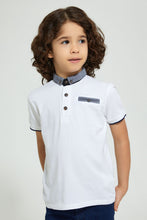 Load image into Gallery viewer, Redtag-White-Smart-Woven-Collar-Polo-Shirt-Polo-Shirts-Boys-2 to 8 Years
