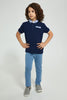 Redtag-Navy-Smart-Woven-Collar-Polo-Shirt-Polo-Shirts-Boys-2 to 8 Years