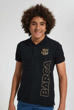 تنزيل الصورة على معرض الصور، Redtag-Black-Barca-Polo-Polo-Shirts-Senior-Boys-9 to 14 Years
