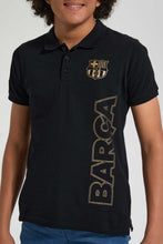 تنزيل الصورة على معرض الصور، Redtag-Black-Barca-Polo-Polo-Shirts-Senior-Boys-9 to 14 Years
