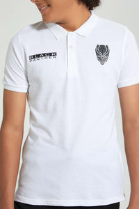 Redtag-White-Black-Panther-Polo-Polo-Shirts-Senior-Boys-9 to 14 Years