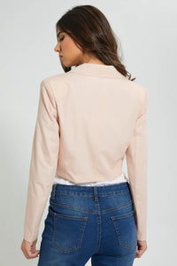 Redtag-Pink-Long-Sleeve-Cropped-Jacket-Jackets-Women's-