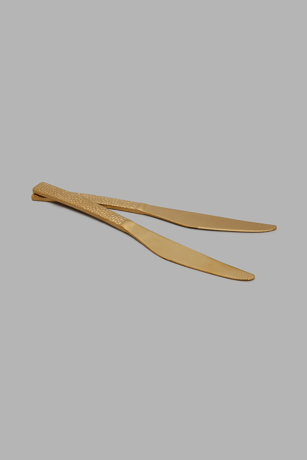 Redtag-Gold-Dinner-Knife-Hammered-Finish-Set-(3-Piece)-Colour:Gold,-Filter:Home-Dining,-HMW-DIN-Cutlery-Sets,-New-In,-New-In-HMW-DIN,-Non-Sale,-S22A,-Section:Homewares-Home-Dining-