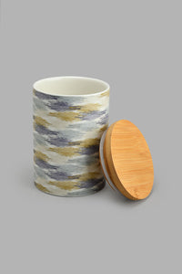 Redtag-Multicolour-Geometric-Canister-With-Bamboo-Lid-(Large)-Colour:Multicolour,-Filter:Home-Dining,-HMW-DIN-Serving-Dish,-New-In,-New-In-HMW-DIN,-Non-Sale,-S22A,-Section:Homewares-Home-Dining-