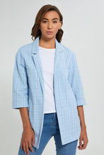 Load image into Gallery viewer, Redtag-Blue-Checked-Rolled-Up-Sleeve-Jacket-Jackets-Women&#39;s-0
