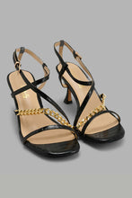 Load image into Gallery viewer, Redtag-Black-Chain-Trim-Sandal-Slingbacks-Women&#39;s-
