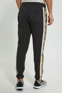 Redtag-Dark-Grey-Track-Pant-With-Side-Tape-Joggers-Men's-