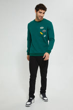 تنزيل الصورة على معرض الصور، Redtag-Green-Sweatshirt-With-Rubber-Badges-Sweatshirts-Men&#39;s-
