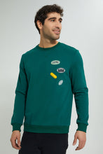 تنزيل الصورة على معرض الصور، Redtag-Green-Sweatshirt-With-Rubber-Badges-Sweatshirts-Men&#39;s-
