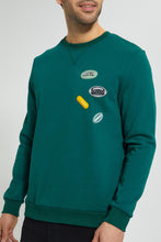 تنزيل الصورة على معرض الصور، Redtag-Green-Sweatshirt-With-Rubber-Badges-Sweatshirts-Men&#39;s-
