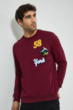 تنزيل الصورة على معرض الصور، Redtag-Burgundy-Sweatshirt-With-Rubber-Badges-Sweatshirts-Men&#39;s-
