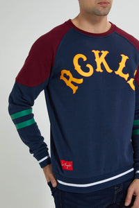 Redtag-Navy-Raglan-Sleeve-Sweatshirt-Sweatshirts-Men's-0