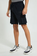 تنزيل الصورة على معرض الصور، Redtag-Black-Cargo-Pocket-Shorts-Active-Shorts-Men&#39;s-
