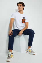 Load image into Gallery viewer, Redtag-White-T-Shirt-With-Embroidered-Graphic-Prints-Men&#39;s-
