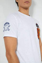 Load image into Gallery viewer, Redtag-White-T-Shirt-With-Embroidered-Graphic-Prints-Men&#39;s-
