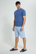 تنزيل الصورة على معرض الصور، Redtag-Blue-Print-Pyjama-Set-(2-Piece)-Pyjama-Sets-Men&#39;s-
