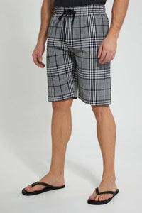 Redtag-Charcoal-T-Shirt-With-Woven-Shorts-Nightsuit-Pyjama-Sets-Men's-
