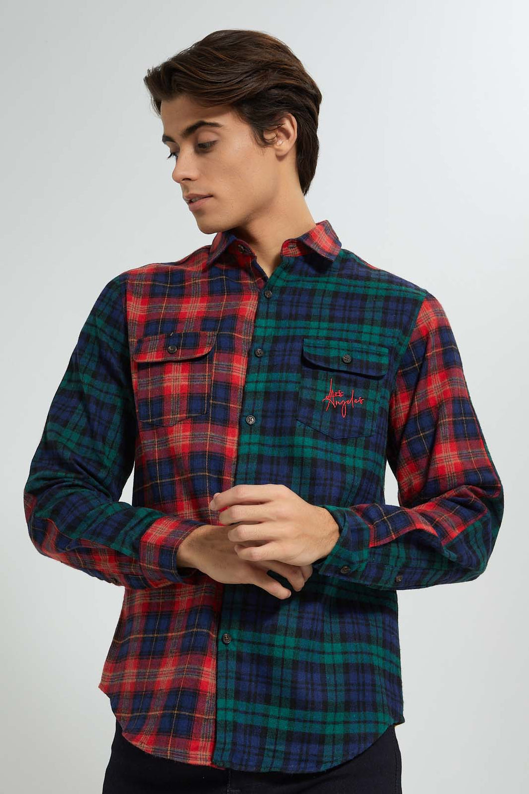Redtag-Assorted-Colors-Check-Shirt-Casual-Shirts-Men's-