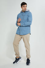 تنزيل الصورة على معرض الصور، Redtag-Indigo-Denim-Shirt-With-Hoodie-Casual-Shirts-Men&#39;s-
