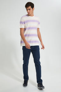 Redtag-Purple-Stripe-T-Shirt-Striped-Men's-