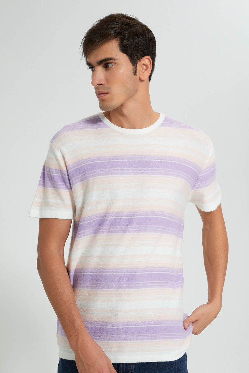 Redtag-Purple-Stripe-T-Shirt-Striped-Men's-