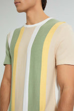 Load image into Gallery viewer, Redtag-Green-Stripe-T-Shirt-Striped-Men&#39;s-
