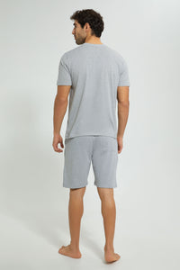 Redtag-Grey-Night-Suit-With-Chest-Panel-Pyjama-Sets-Men's-